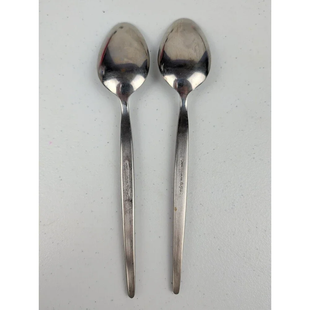 Vintage MCM Dalton Windrim Japan Stainless Steel Flatware 2 Table Serving Spoons